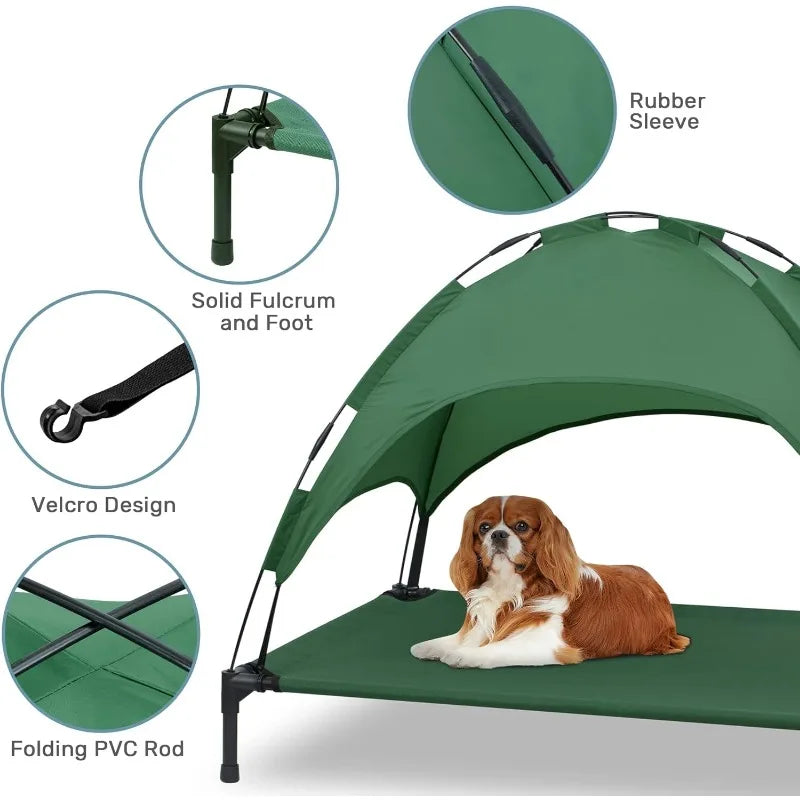 Stellabarks Elevated Dog Cot with Canopy - The Ultimate Outdoor Comfort for Your Pet!