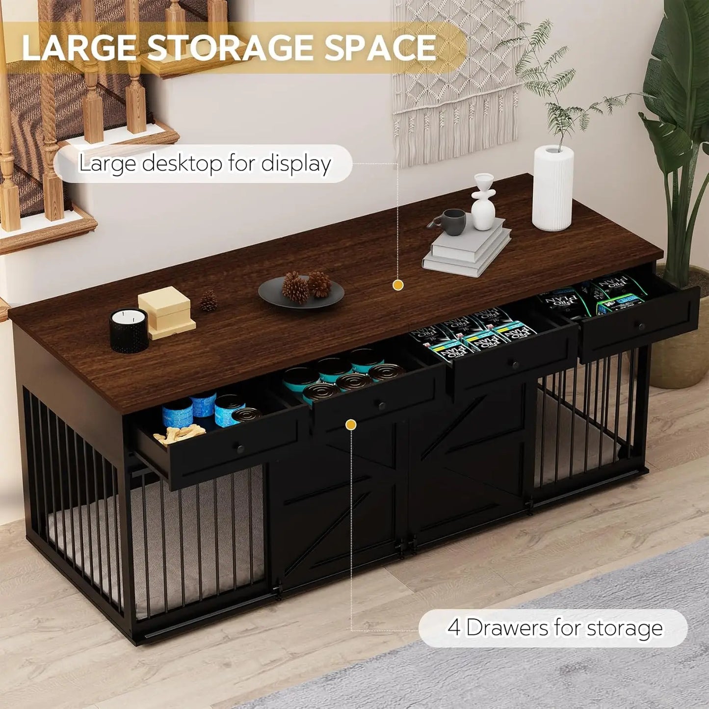 StellaBarks Elegant Dual-Dog Crate & Furniture | Where Style Meets Functionality