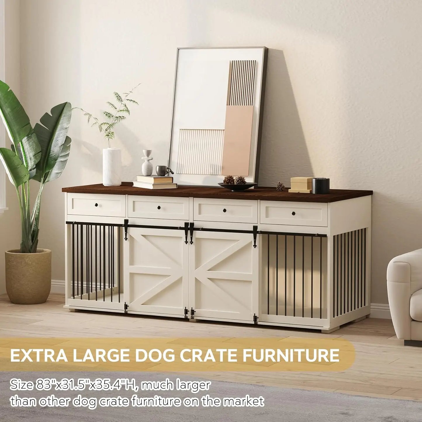 StellaBarks Elegant Dual-Dog Crate & Furniture | Where Style Meets Functionality