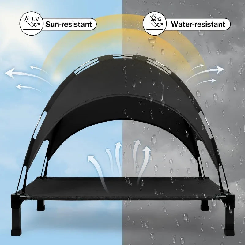 Stellabarks Elevated Dog Cot with Canopy - The Ultimate Outdoor Comfort for Your Pet!