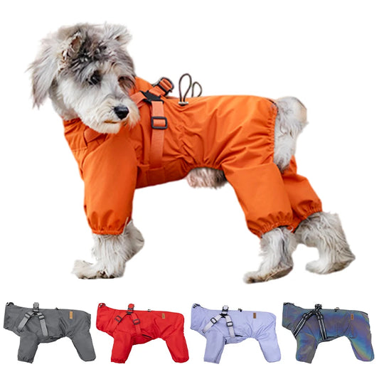 Reflective Waterproof Dog Raincoat with Built-in Harness | StellaBarks