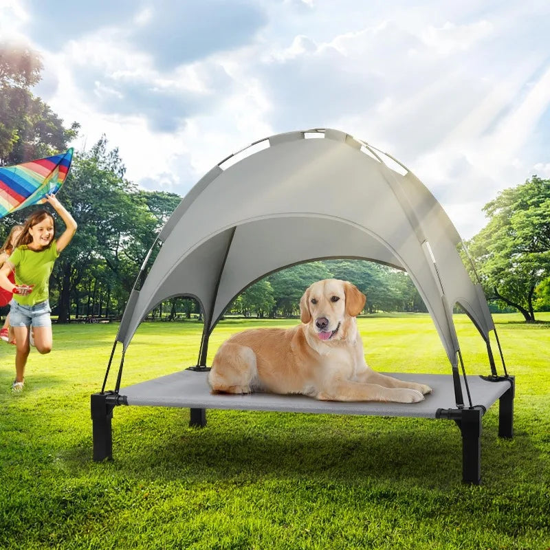 Stellabarks Elevated Dog Cot with Canopy - The Ultimate Outdoor Comfort for Your Pet!