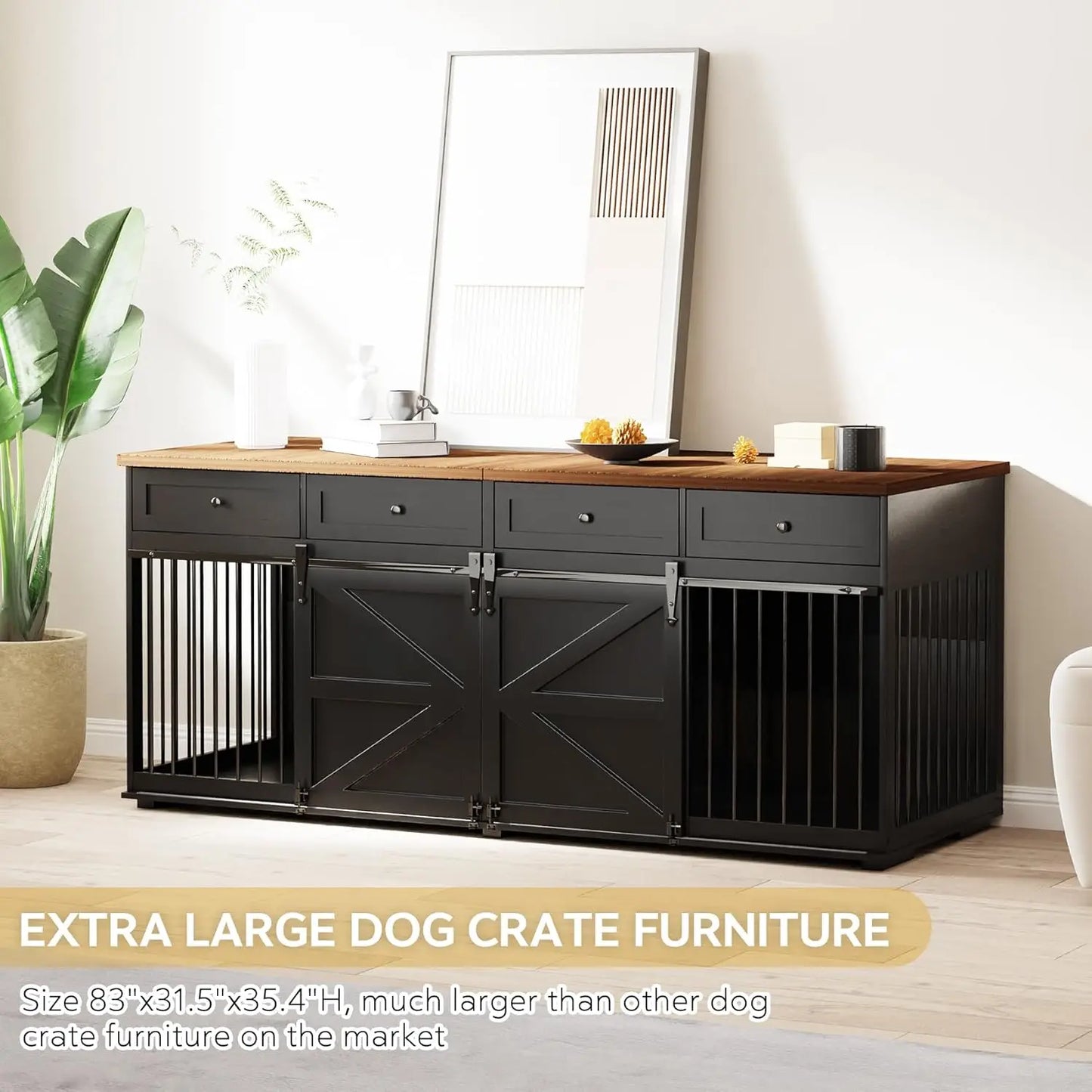 StellaBarks Elegant Dual-Dog Crate & Furniture | Where Style Meets Functionality