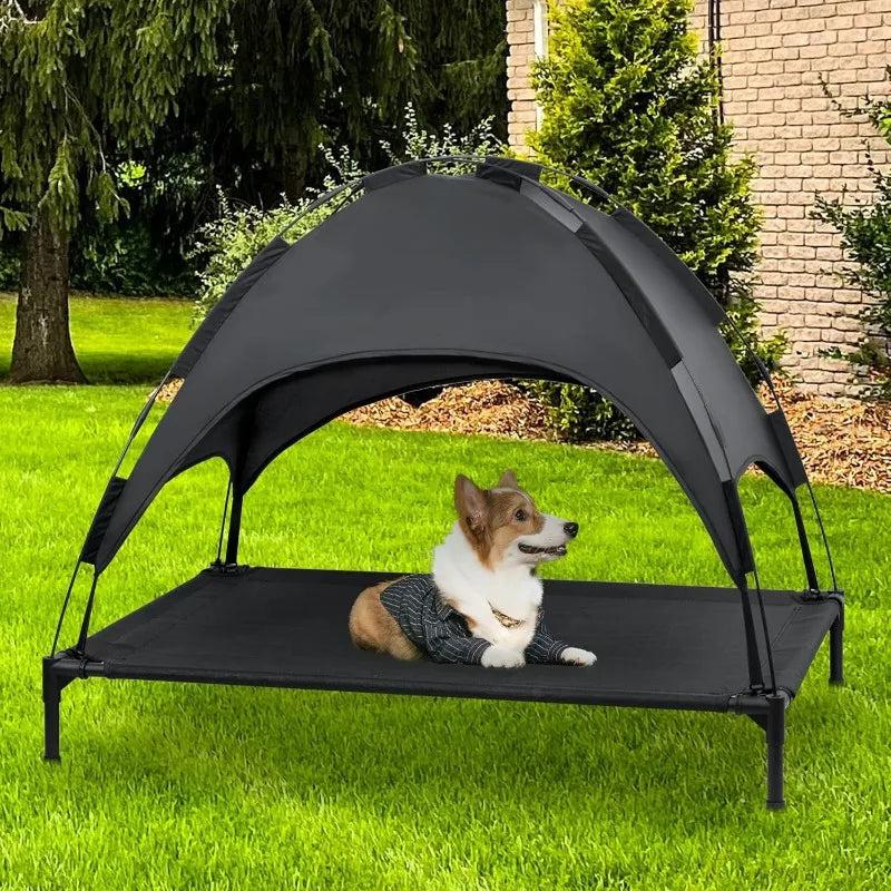 Stellabarks Elevated Dog Cot with Canopy - The Ultimate Outdoor Comfort for Your Pet!