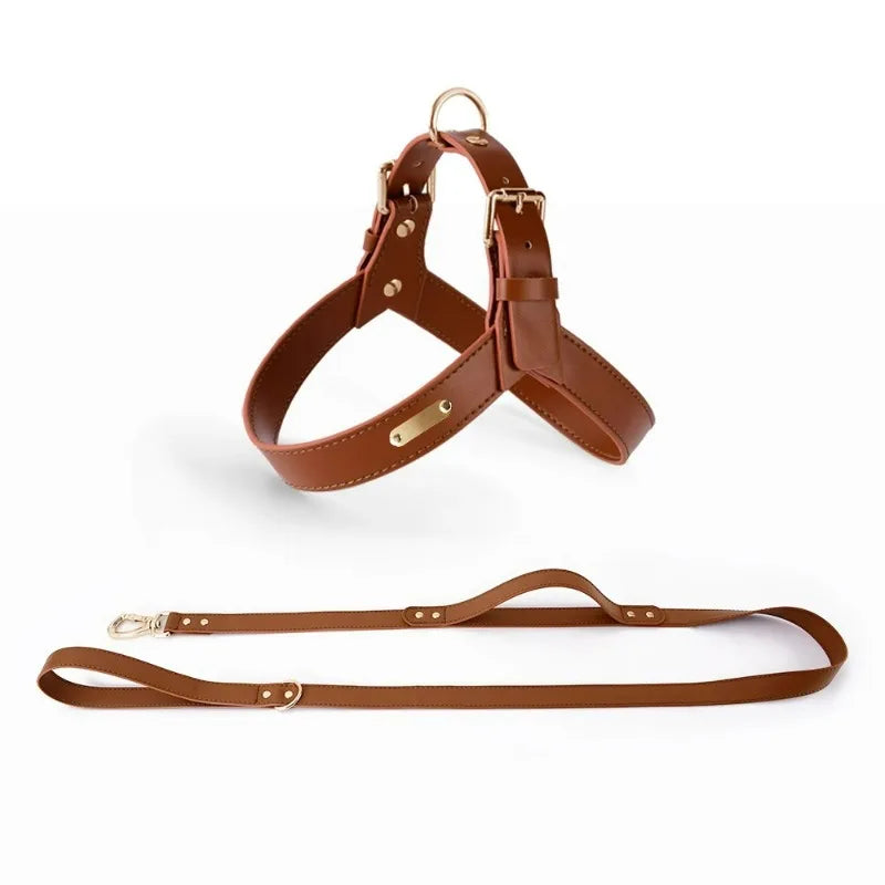 StellaBarks Luxe Leather Dog Harness Set