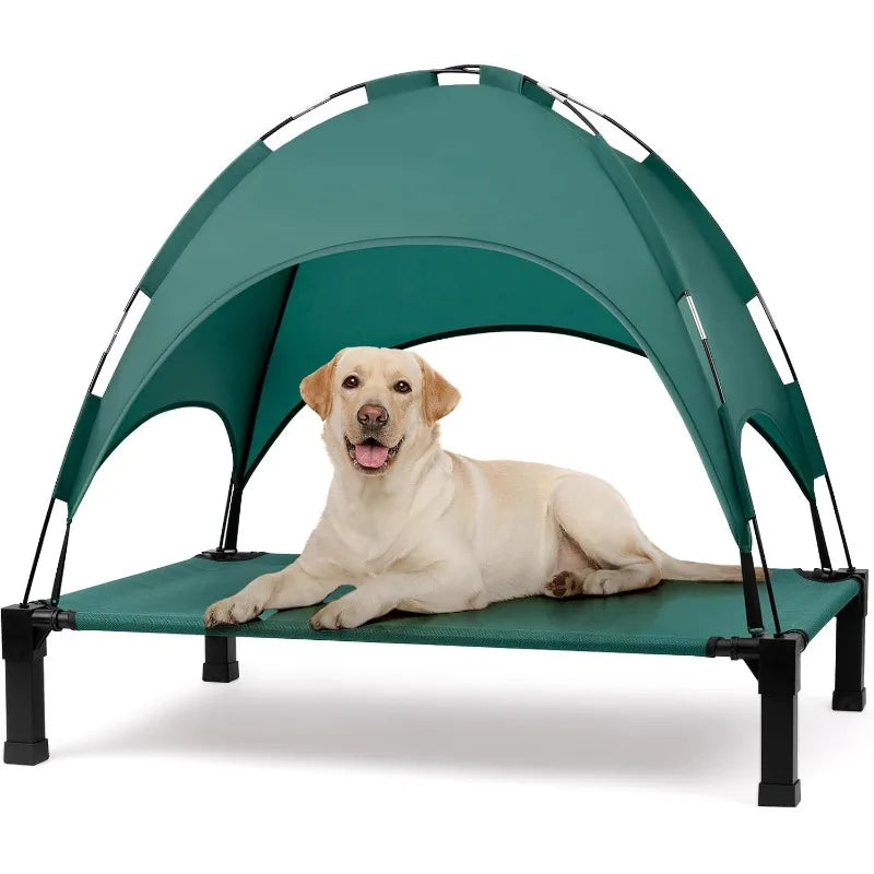 Stellabarks Elevated Dog Cot with Canopy - The Ultimate Outdoor Comfort for Your Pet!