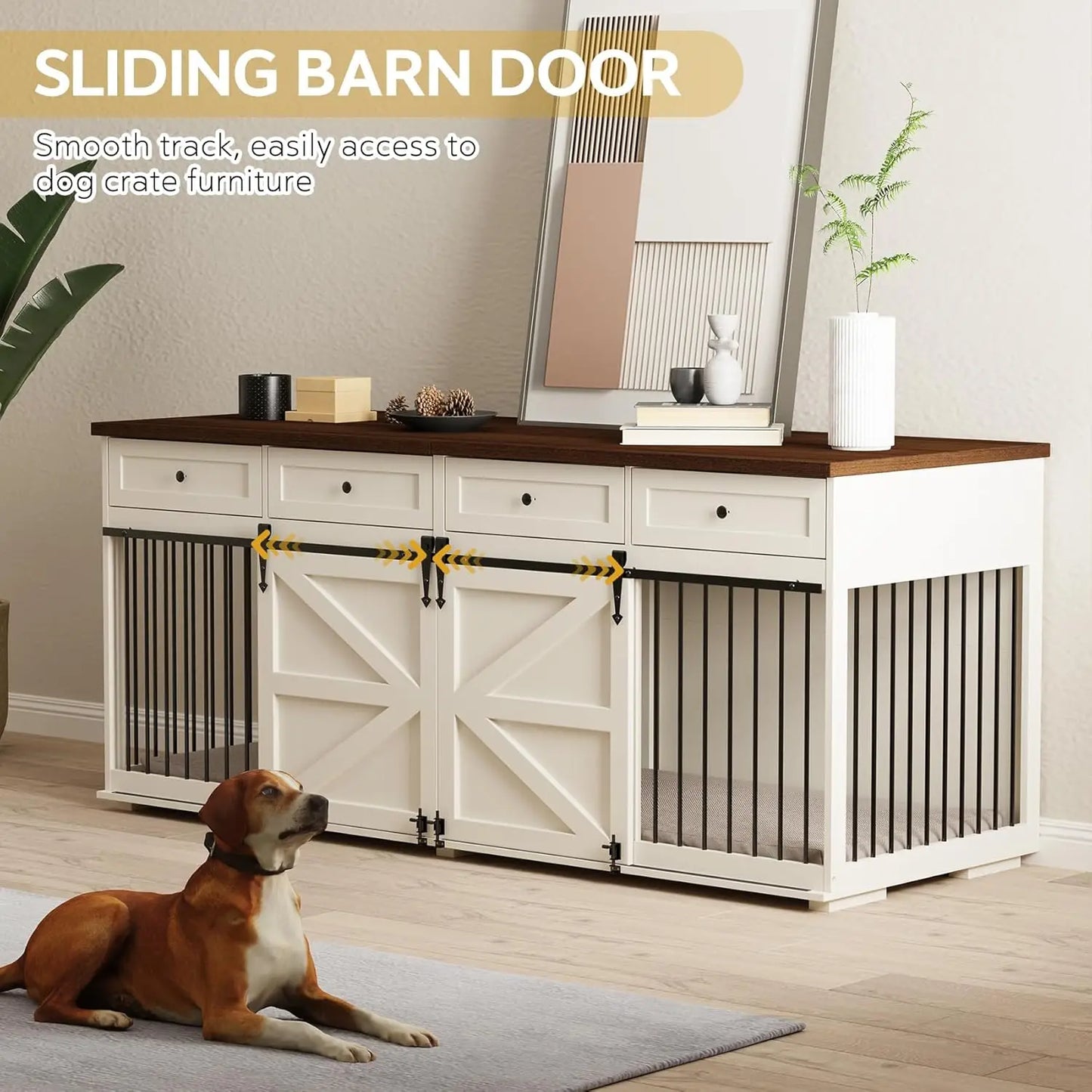 StellaBarks Elegant Dual-Dog Crate & Furniture | Where Style Meets Functionality