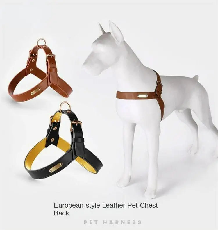 StellaBarks Luxe Leather Dog Harness Set