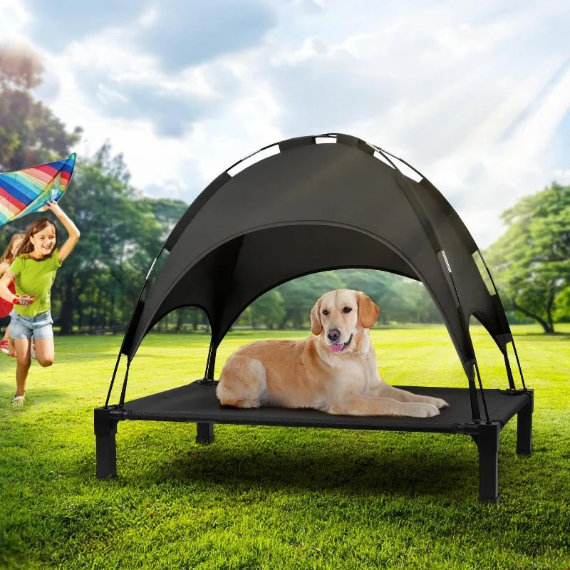 Stellabarks Elevated Dog Cot with Canopy - The Ultimate Outdoor Comfort for Your Pet!