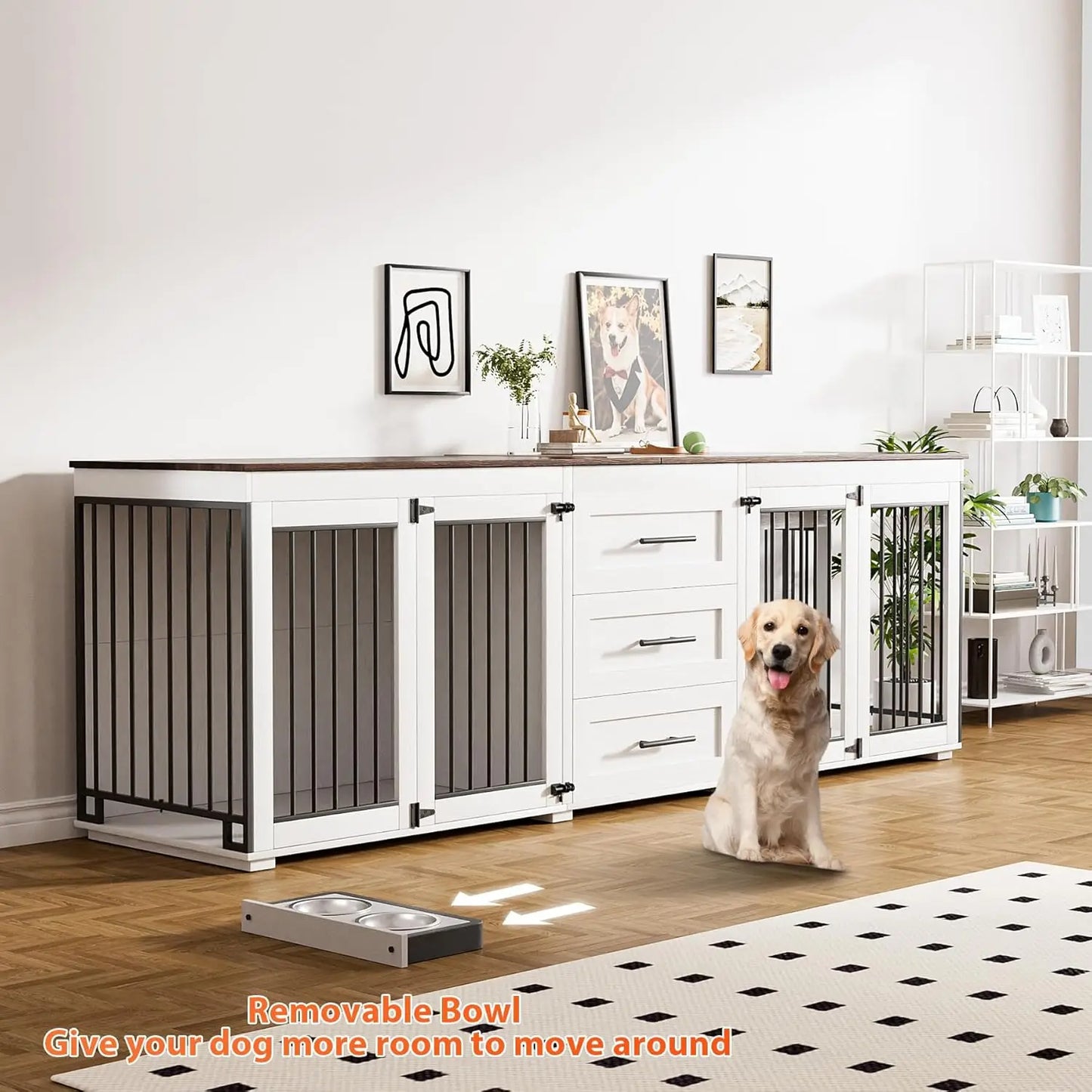 Luxury Dual-Dog Crate Furniture with Storage