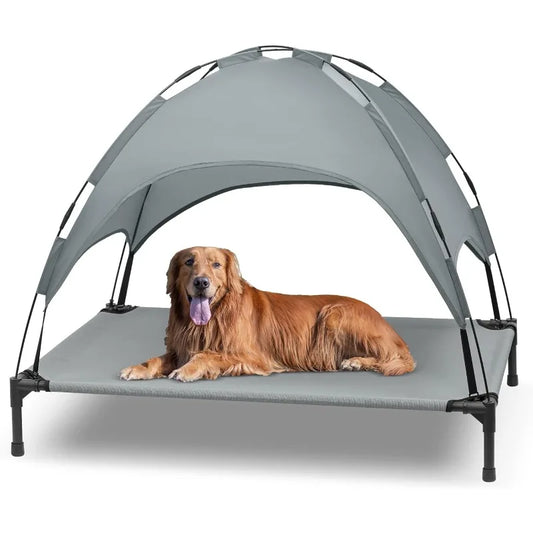 Stellabarks Elevated Dog Cot with Canopy - The Ultimate Outdoor Comfort for Your Pet!