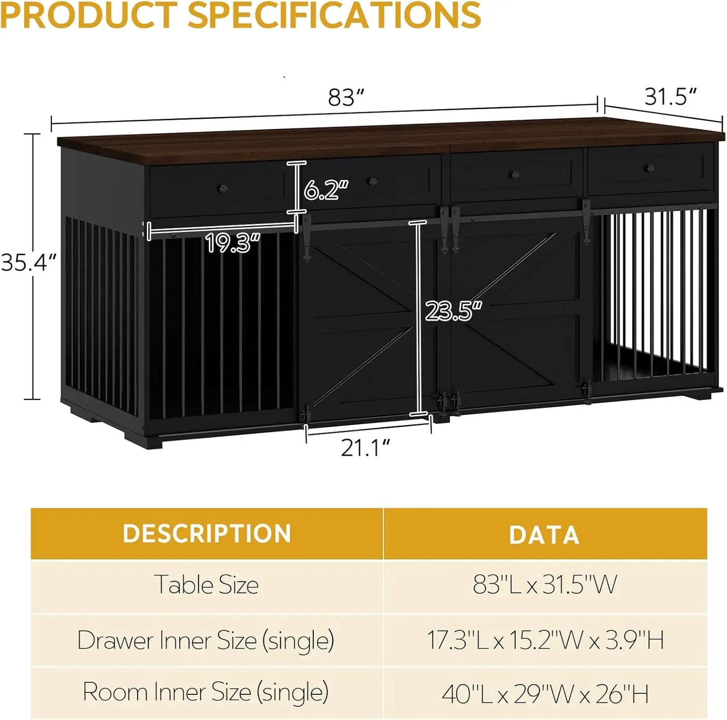 StellaBarks Elegant Dual-Dog Crate & Furniture | Where Style Meets Functionality