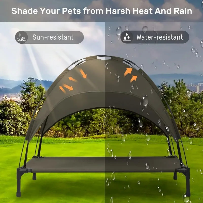 Stellabarks Elevated Dog Cot with Canopy - The Ultimate Outdoor Comfort for Your Pet!