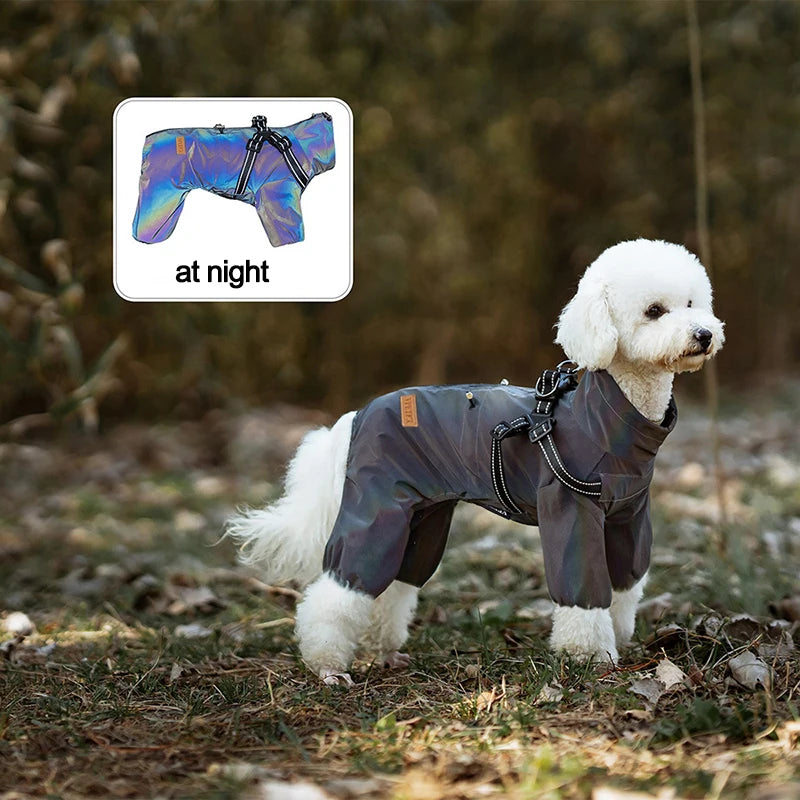 Reflective Waterproof Dog Raincoat with Built-in Harness | StellaBarks