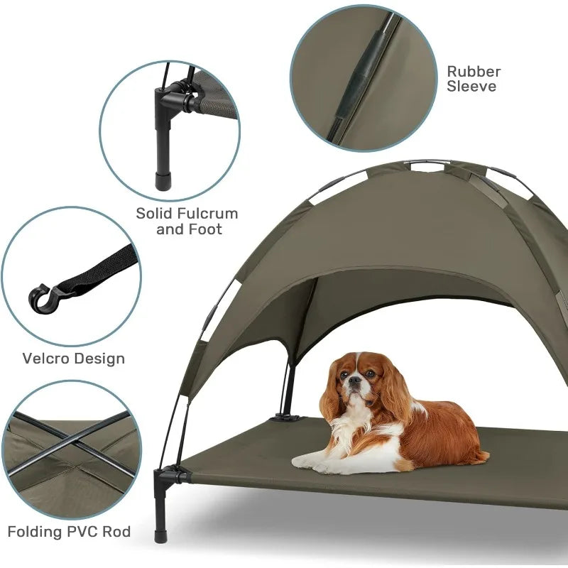 Stellabarks Elevated Dog Cot with Canopy - The Ultimate Outdoor Comfort for Your Pet!