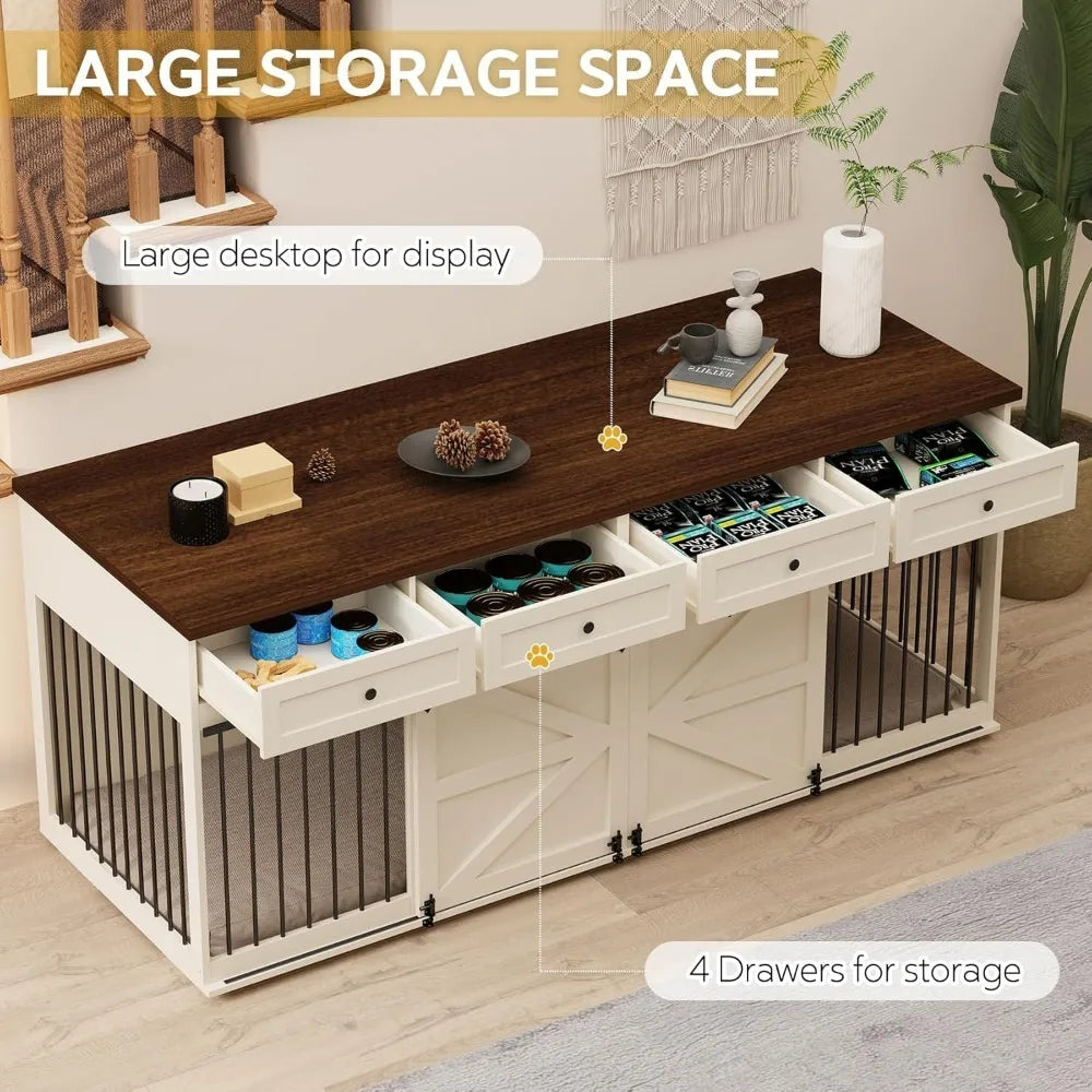 StellaBarks Elegant Dual-Dog Crate & Furniture | Where Style Meets Functionality