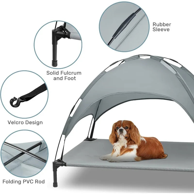 Stellabarks Elevated Dog Cot with Canopy - The Ultimate Outdoor Comfort for Your Pet!