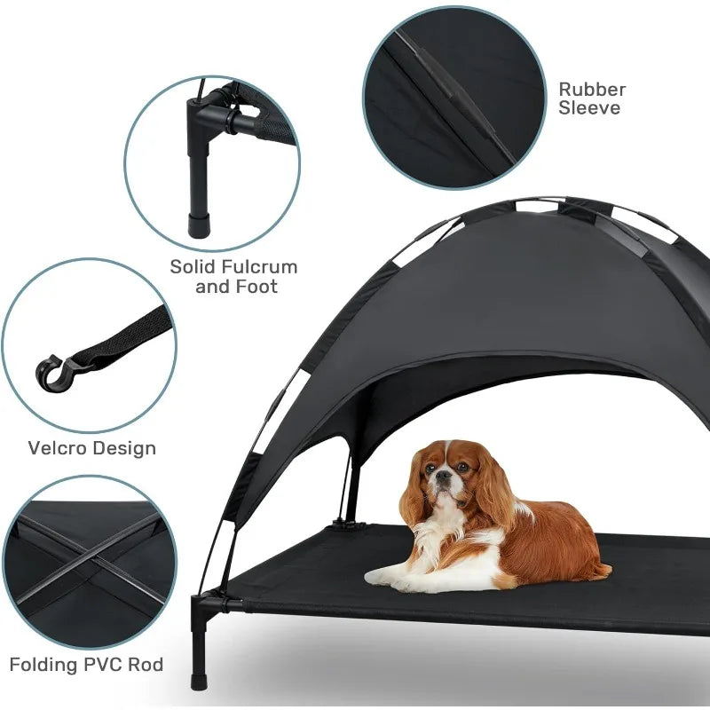 Stellabarks Elevated Dog Cot with Canopy - The Ultimate Outdoor Comfort for Your Pet!