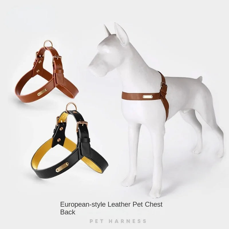 StellaBarks Luxe Leather Dog Harness Set