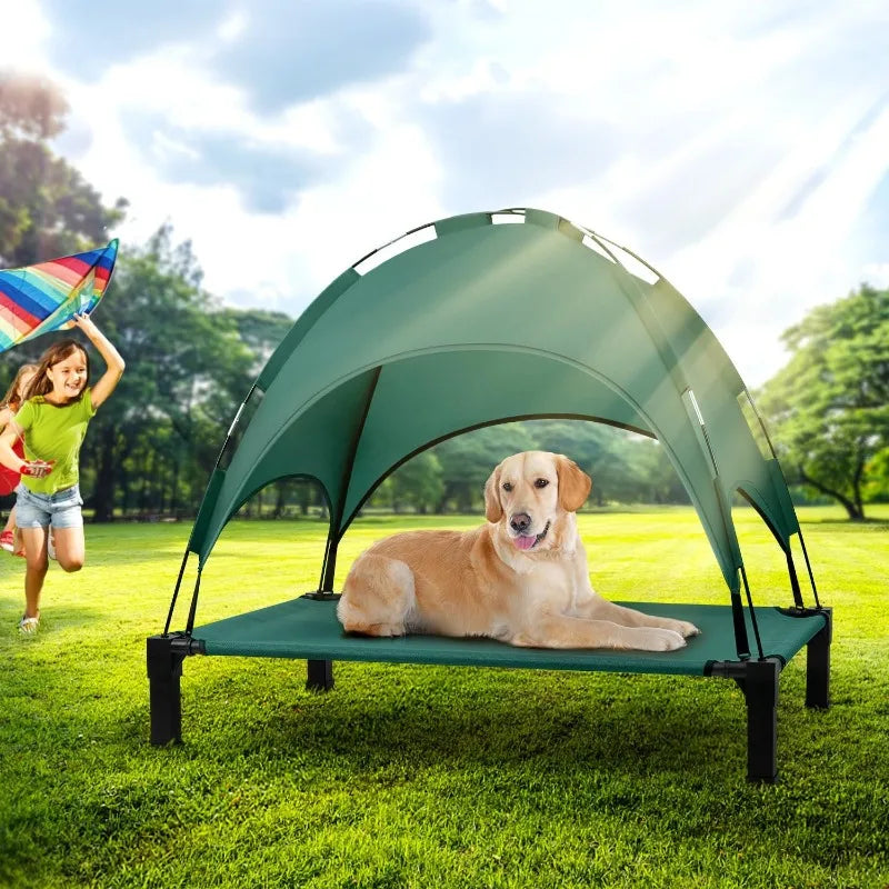 Stellabarks Elevated Dog Cot with Canopy - The Ultimate Outdoor Comfort for Your Pet!