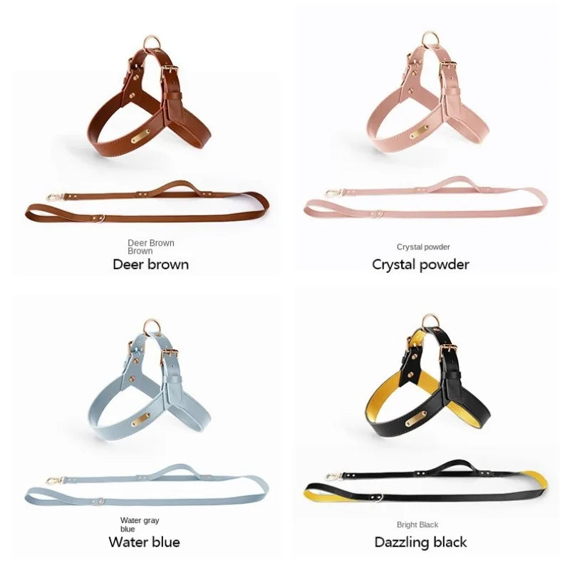 StellaBarks Luxe Leather Dog Harness Set